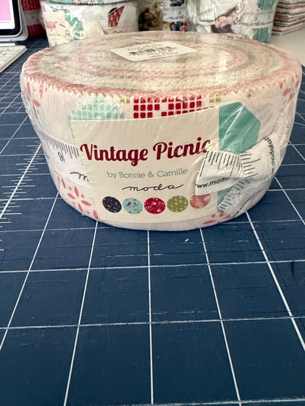 Moda Vintage Picnic Jelly Roll - Aqua Coral Mint Cream